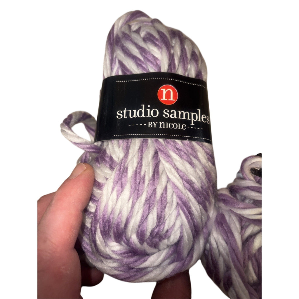 Studio Samples By Nicole 100% Acrylic Purple And White Used And New Lot 8 Skeins