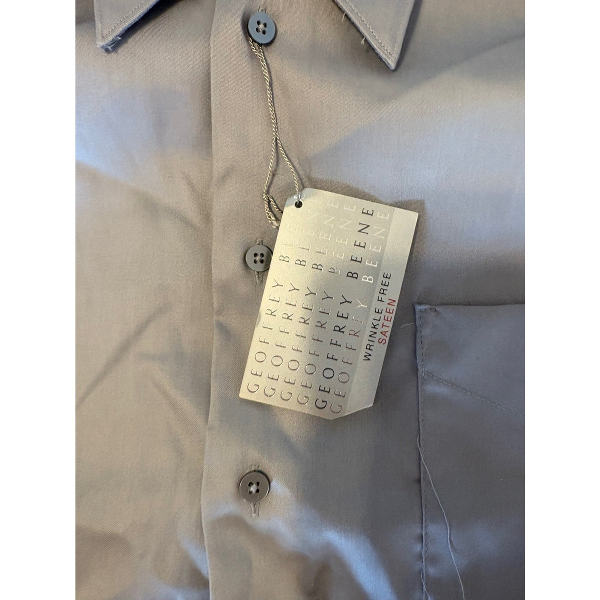 GEOFFREY BEENE Wrinkle Free Sateen Dress Shirt Men 16-32/33 Gray Multicolor