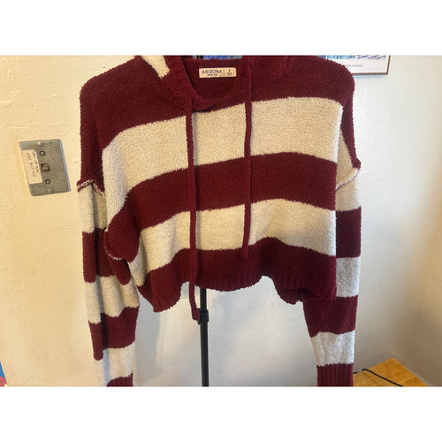 Arizona Jean Co Cropped Striped Hoodie Sweater Women