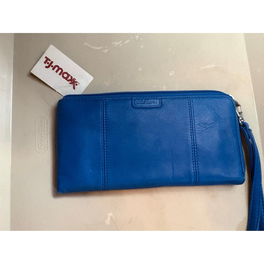 Ellington Leather Wristlet Wallet for Women, Blue & Black, New