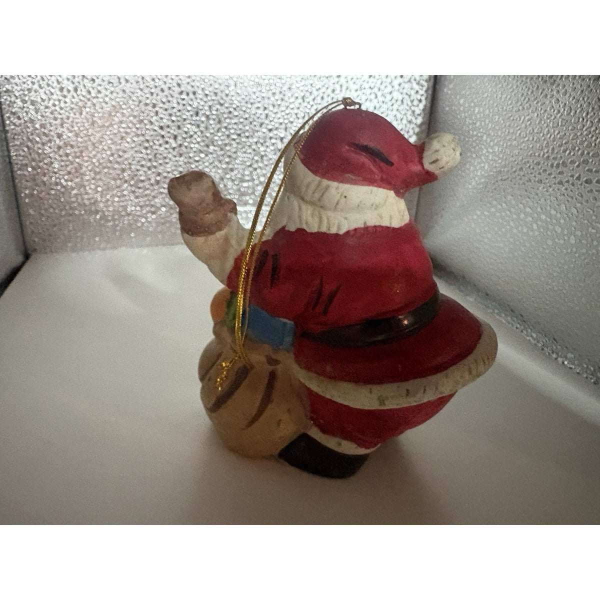 Vintage Ceramic Santa Claus Figurine Toy Bag Christmas Holiday Decor