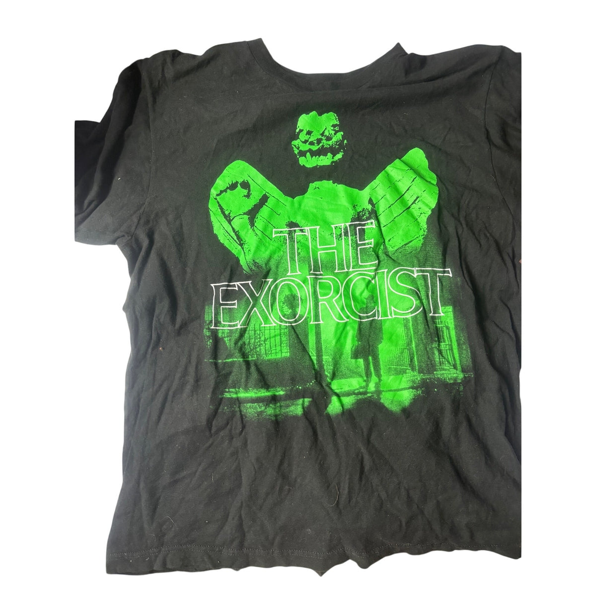 The Exorcist Men's Graphic T-Shirt L Black Green Horror Movie Merchandise