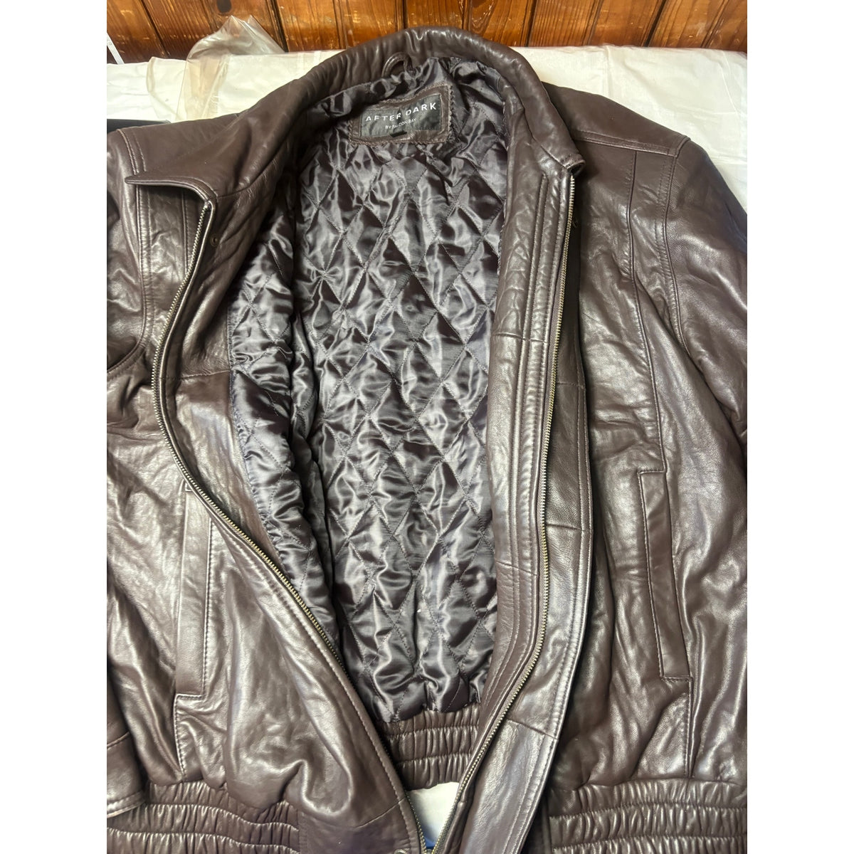 AFTER DARK Falcon Bay Leather Jacket Men’s XXL Black Brown Quilted Casual