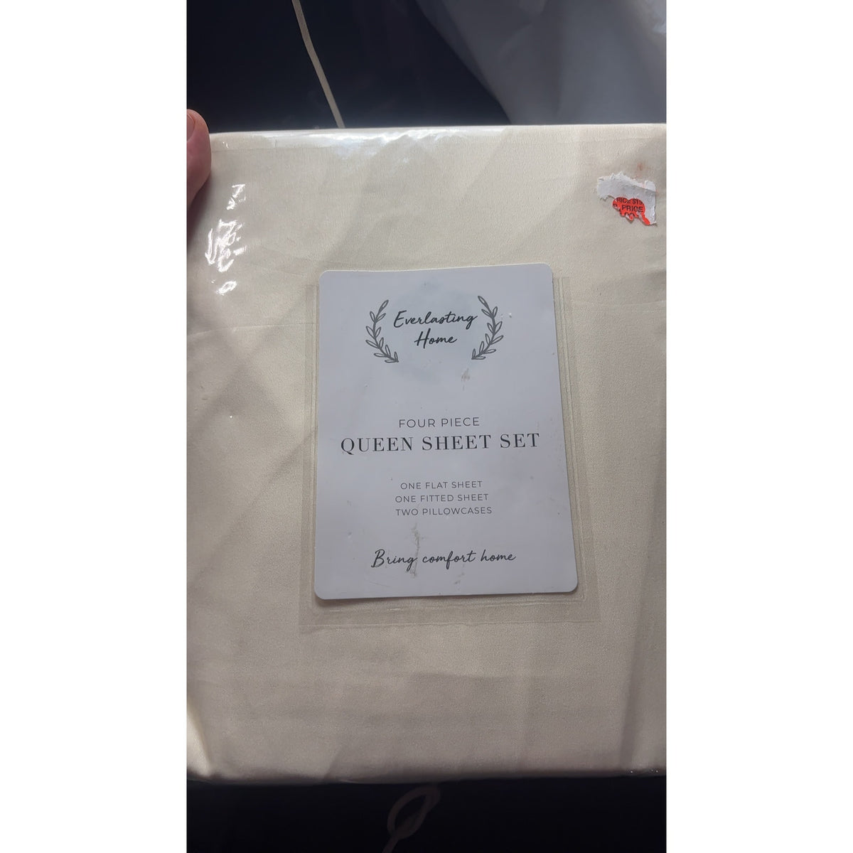 Everlasting Home Queen Sheet Set Bedding Polyester Cream Multicolor