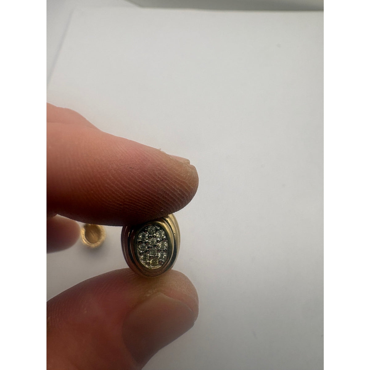 Beautiful Vintage Panetta Two-Tone Pavé Rhinestone Oval Dome Earrings