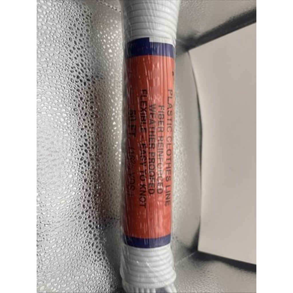 Crown Plastic Clothesline, 5/32 Inch, 50 Feet, White, Flexible