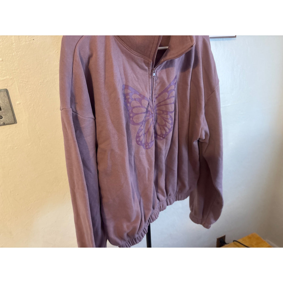 Celeb Pink Women’s Quarter-Zip Pullover - XXL, Graphic Butterfly, Knit Material