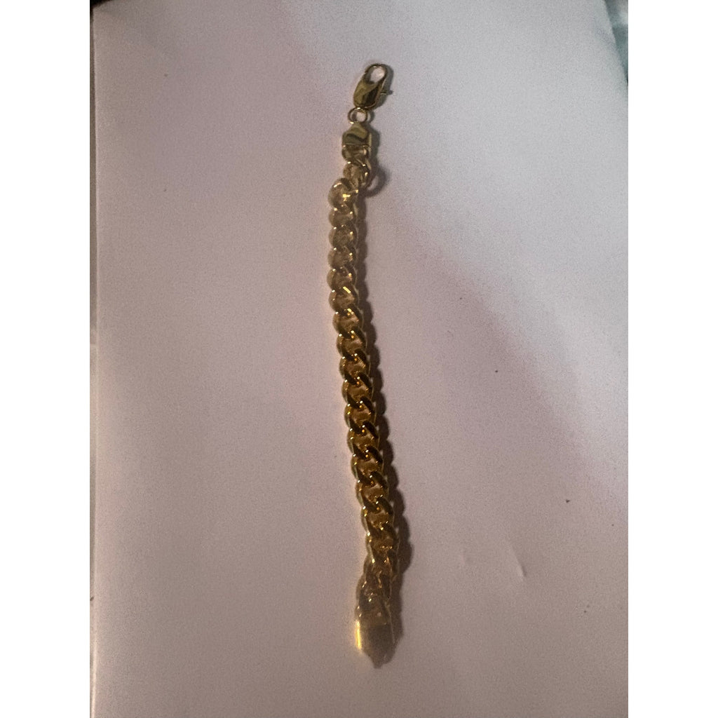 No Brand Cuban Link Chain Bracelet 8.5 Gold Tone Black