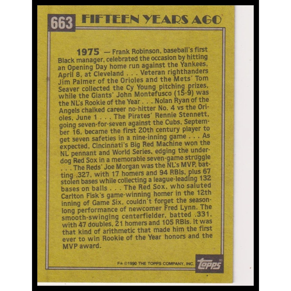 1990 Topps #663 Fred Lynn