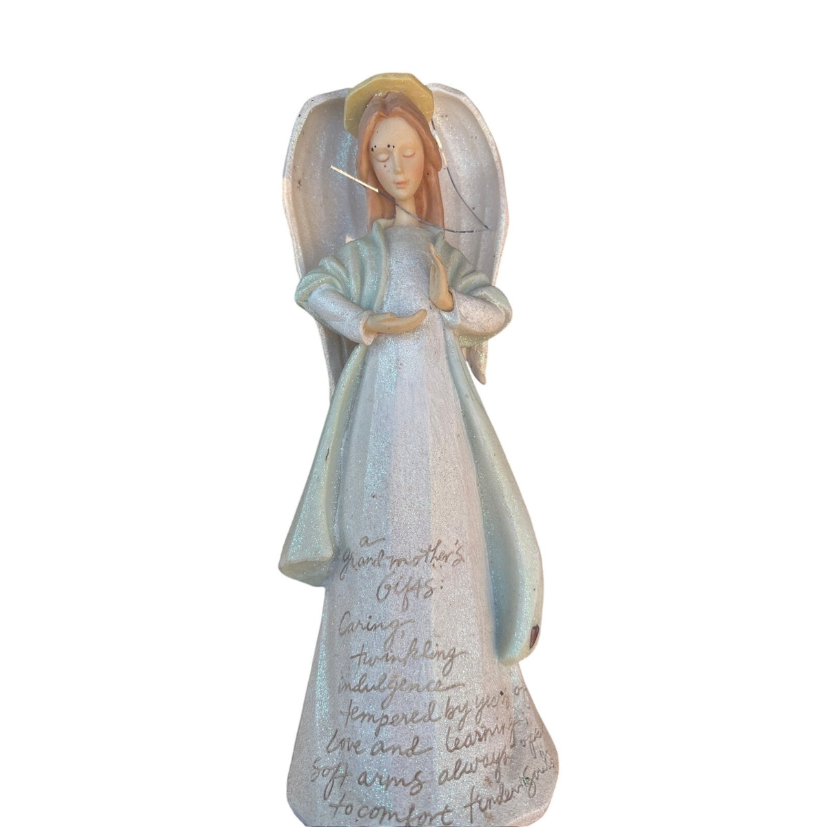 Grandmother's Gifts Angel Figurine Home Decor Religious Inspirational Cream Green