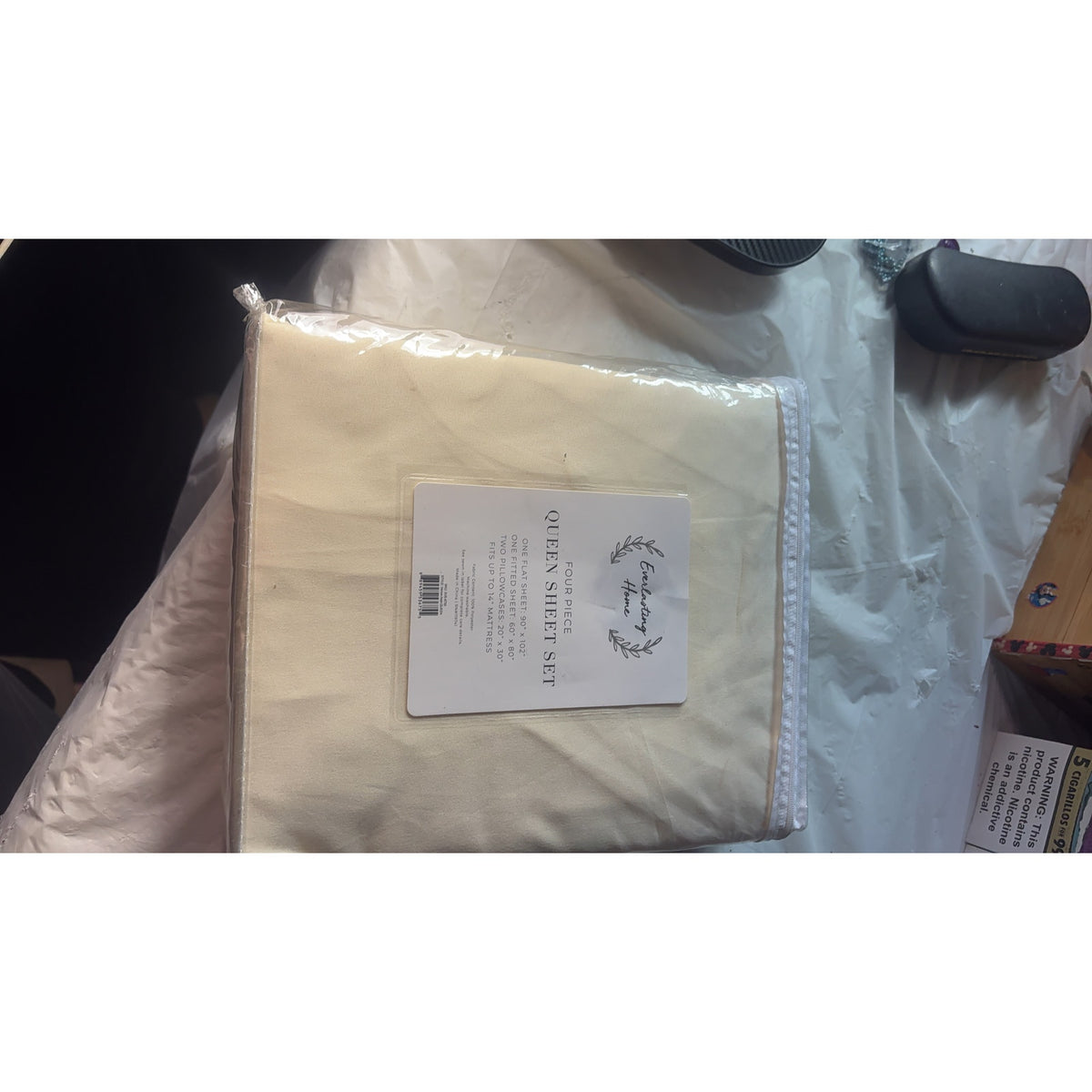 Everlasting Home Queen Sheet Set Bedding Polyester Cream Multicolor