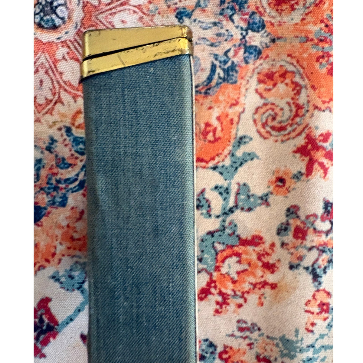 BUXTON Vintage Cigarette Case, Blue & Gray, Brass Accent