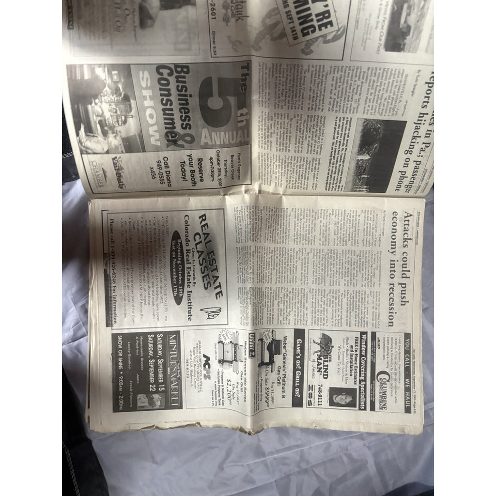 Vail Daily “Tuesday Terror” Newspaper 9/12/2001 9/11 Coverage A1–B11 Complete