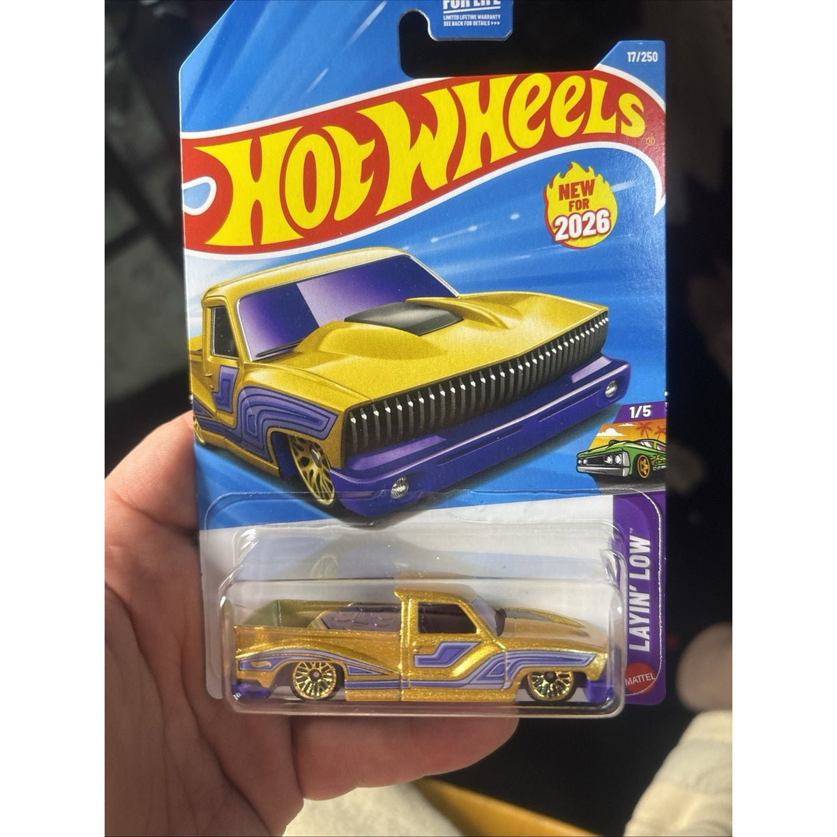 Hot Wheels Lay'n Low Bounce'n Bass 2026 1:64 Gold/Purple Diecast Pickup Unopened