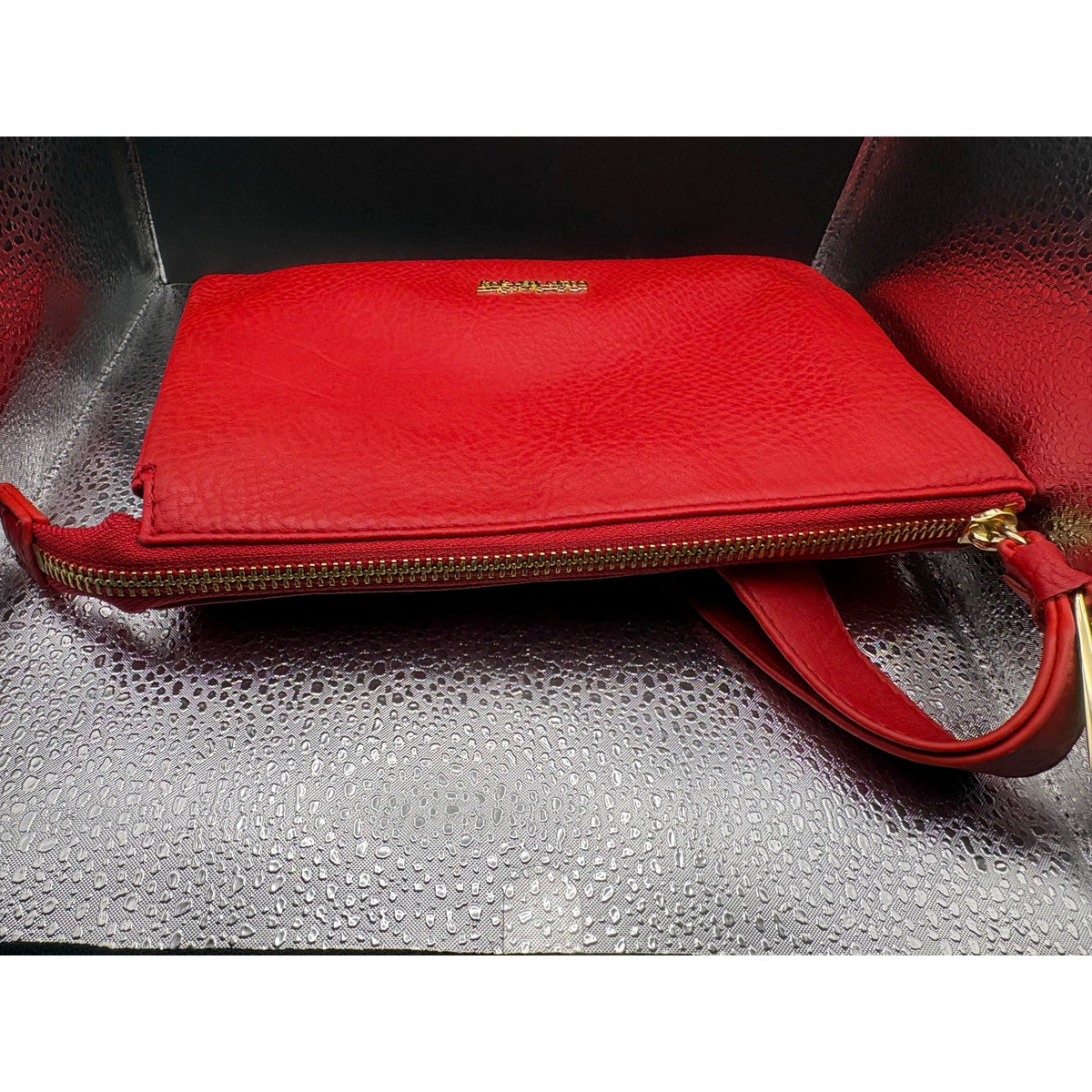 Olivia+Joy Red Faux Leather Wristlet Clutch Women’s Evening Bag
