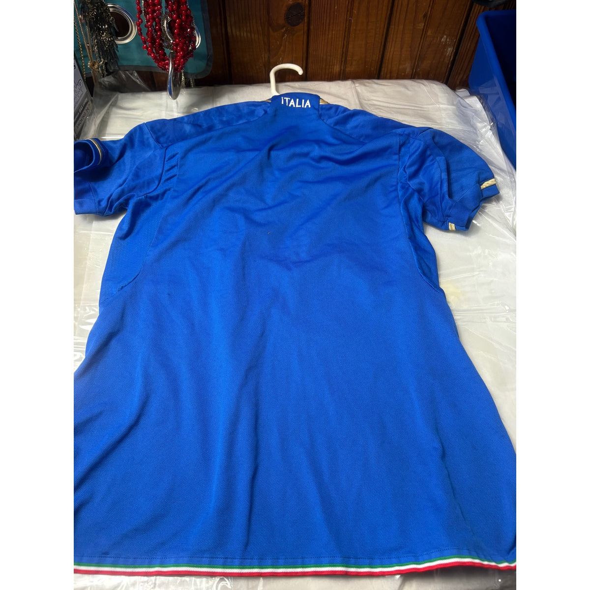 Adidas Italia National Team Soccer Jersey Men's M Blue White Striped