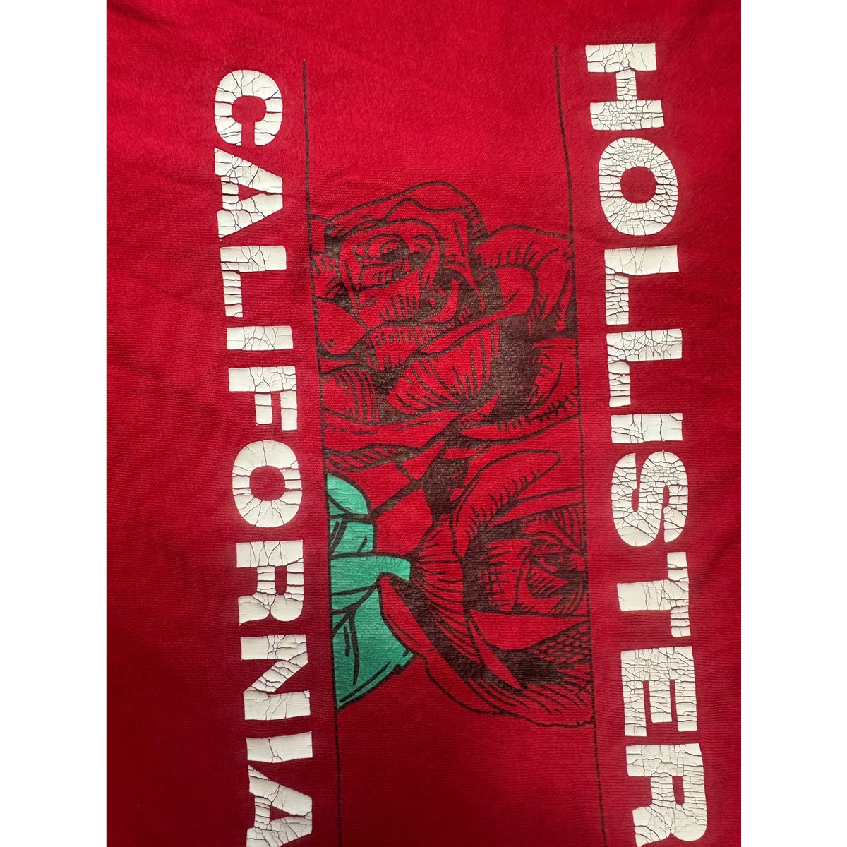 Hollister Rose Graphic Tee T-Shirt Unisex L Red White Casual