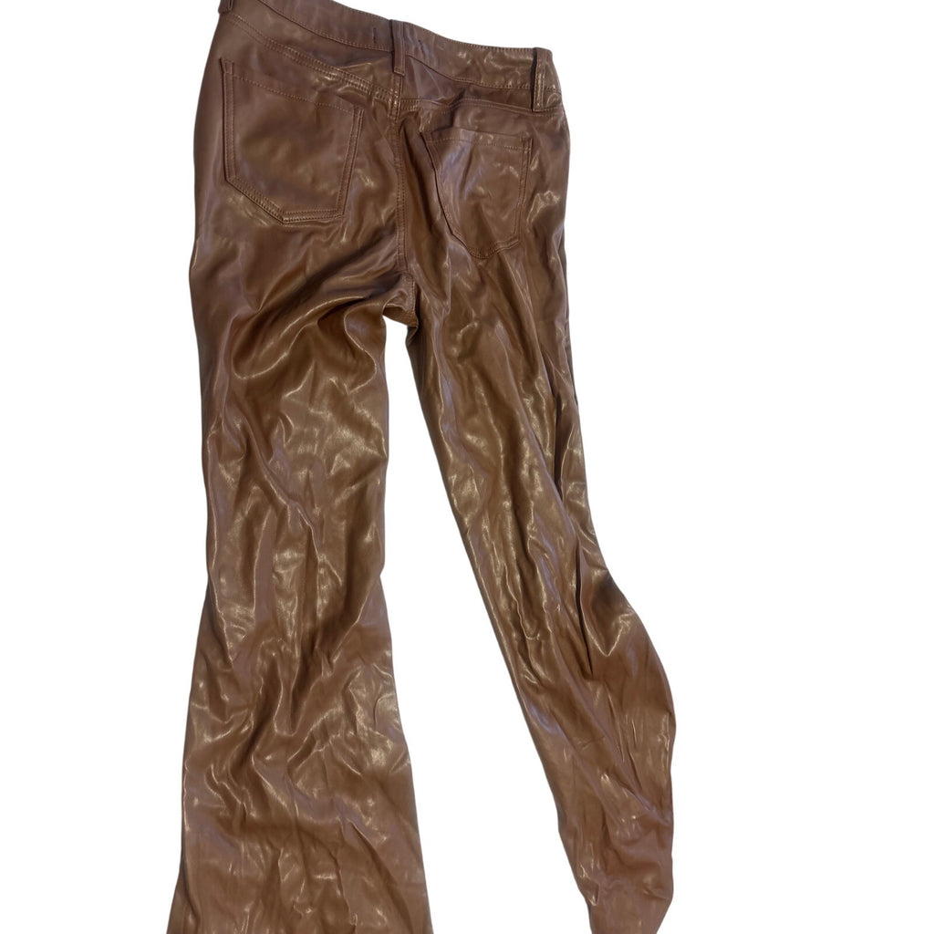 Dollhouse Women's Juniors Faux Leather Flare Pants, Size 11/12, Brown Multicolor