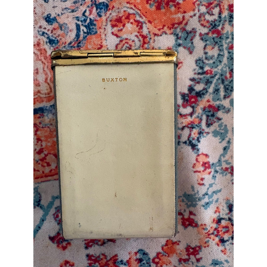 BUXTON Vintage Cigarette Case, Blue & Gray, Brass Accent