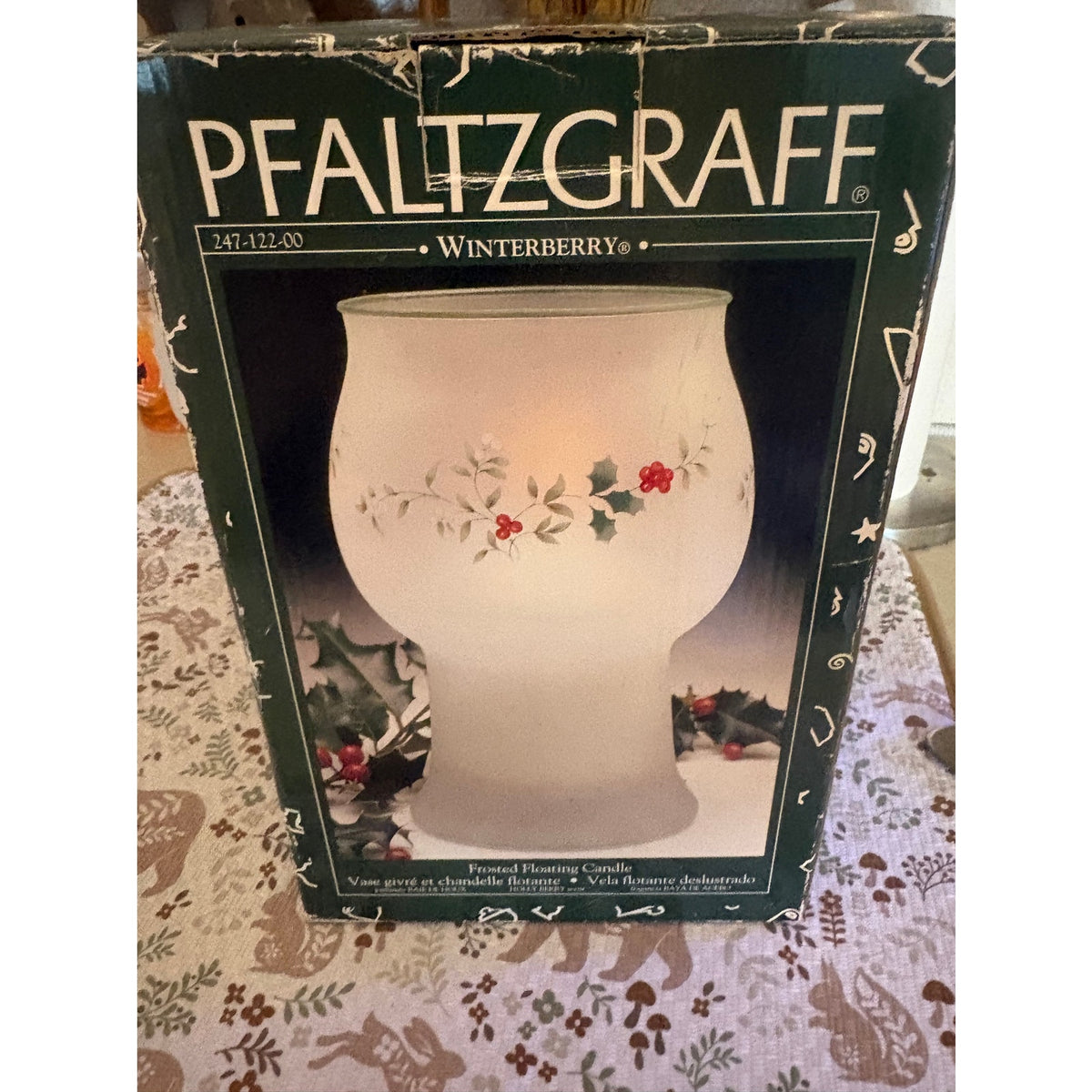 Pfaltzgraff Winterberry Frosted Glass Candle Holder, Holiday Decor