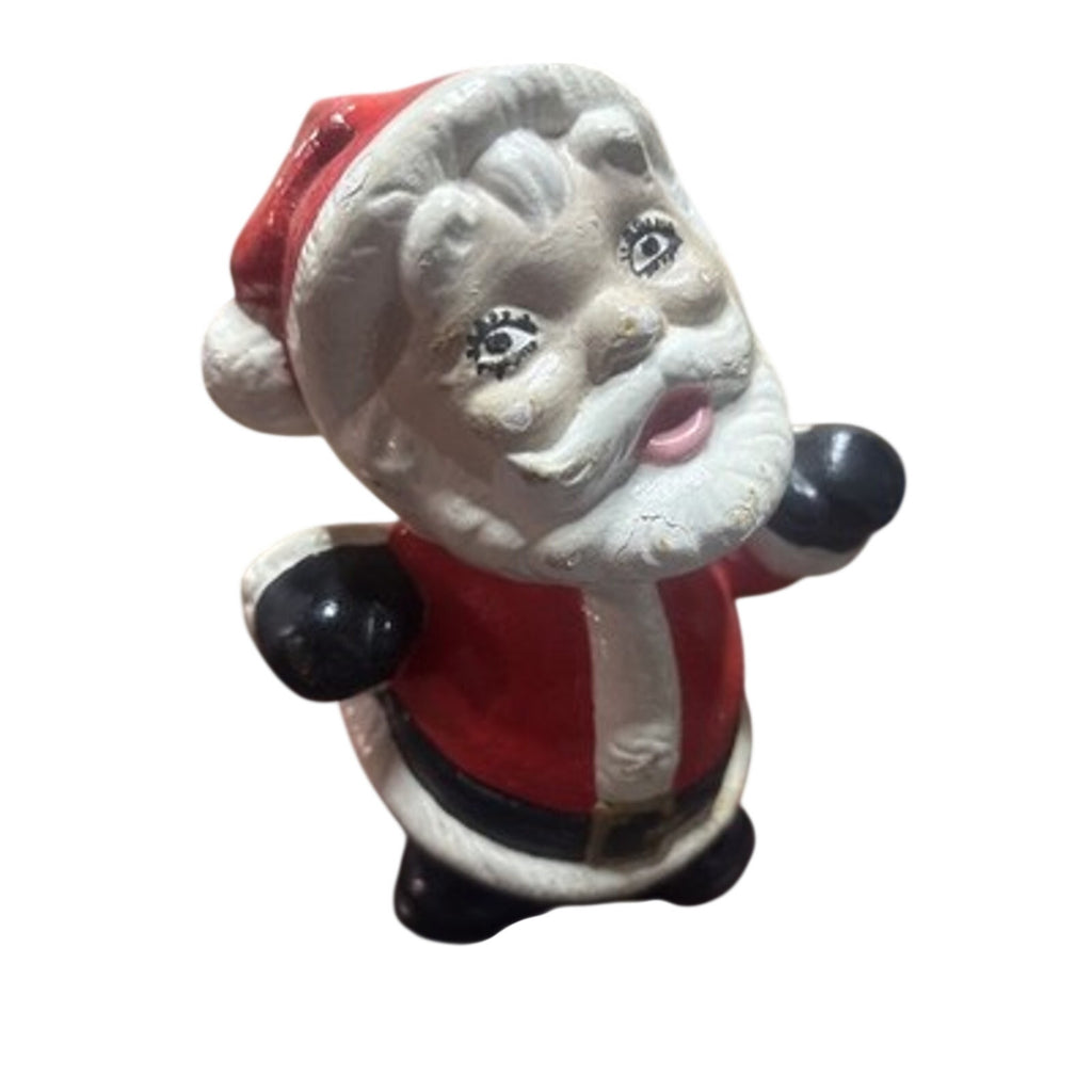 Hand Painted Santa Claus Christmas Figurine Ceramic Porcelain Red White Black