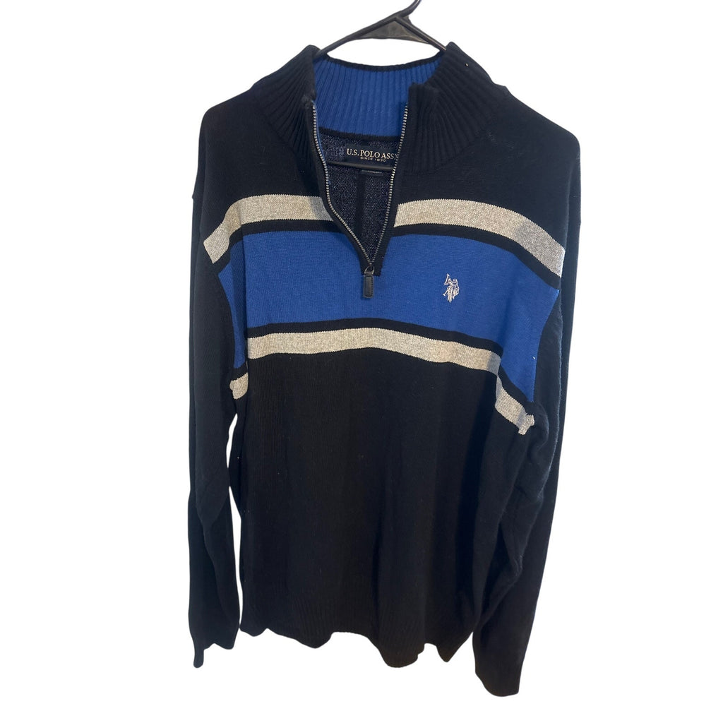 U.S. POLO ASSN. Men's Striped Quarter-Zip Sweater