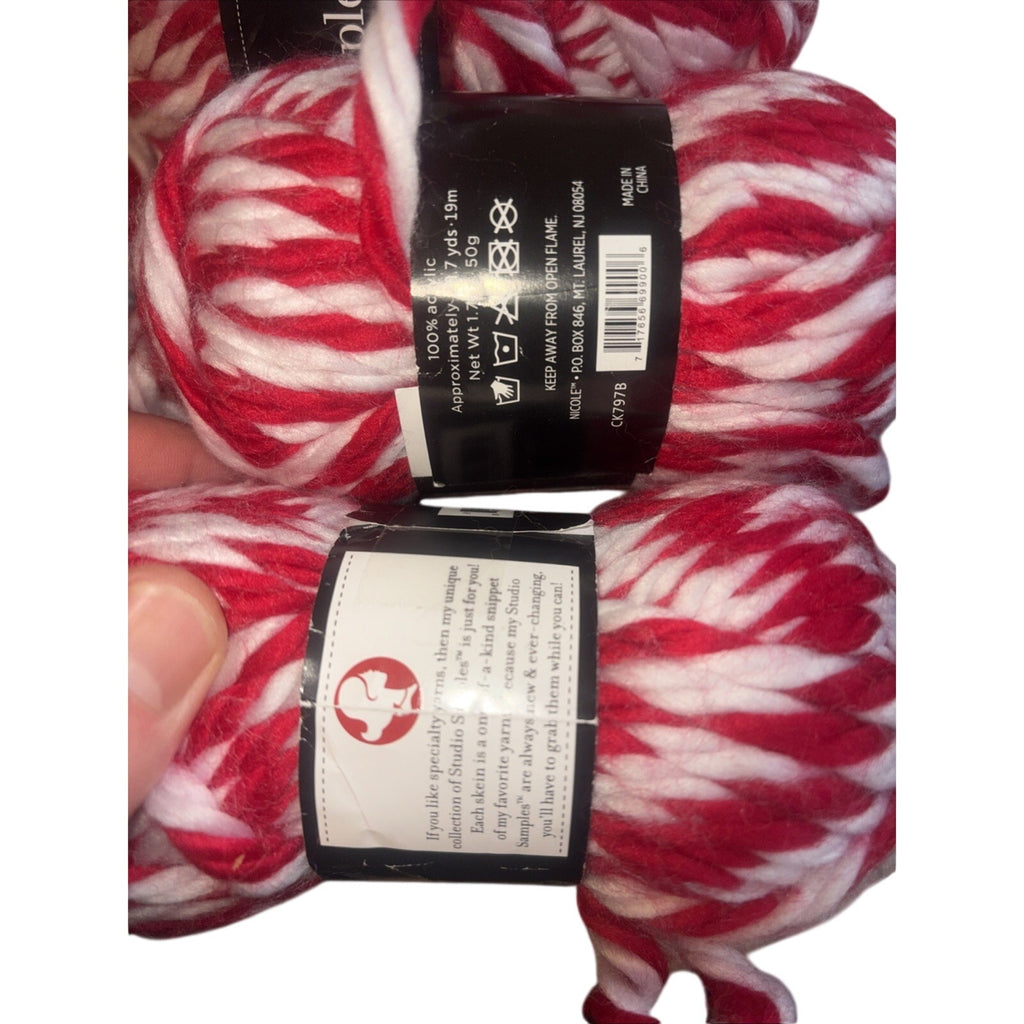 studio samples by nicole 137 yards 100 % acrylic 5 Skeins Red White