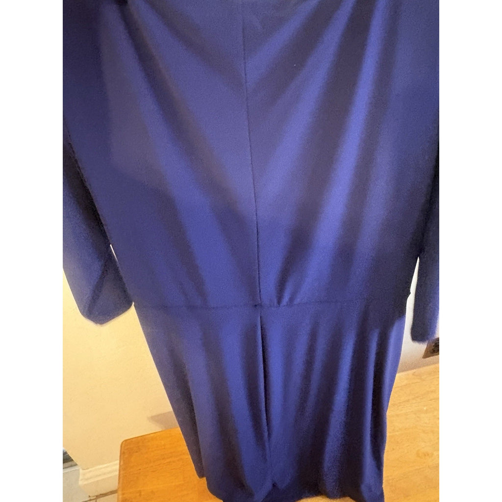 Lauren Ralph Lauren Midi Dress Size 18 Front Twist Blue Wear To Work