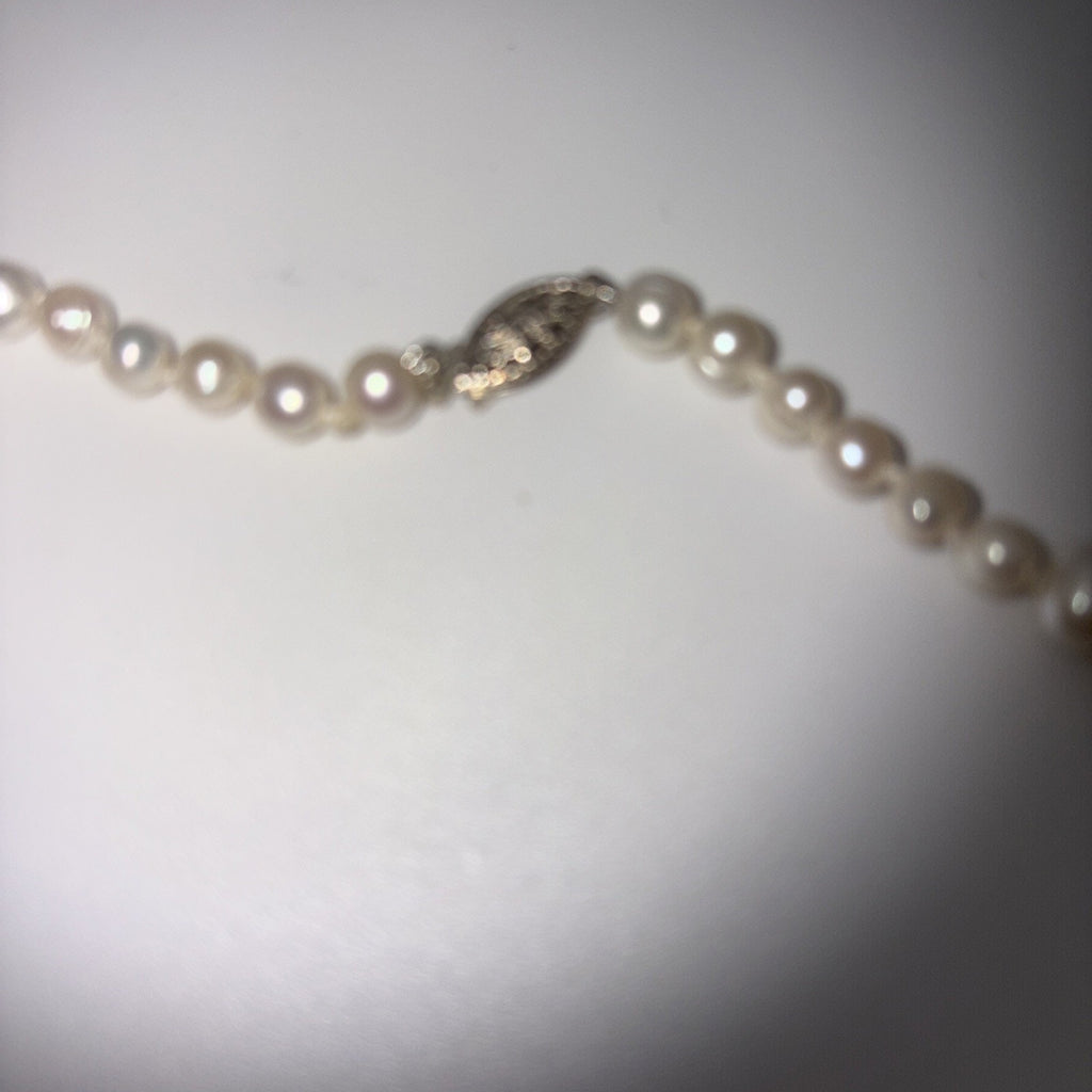 Natural MING Pearl Necklace Earring Set 12mm Metallic Luster 935 Argentium Silve