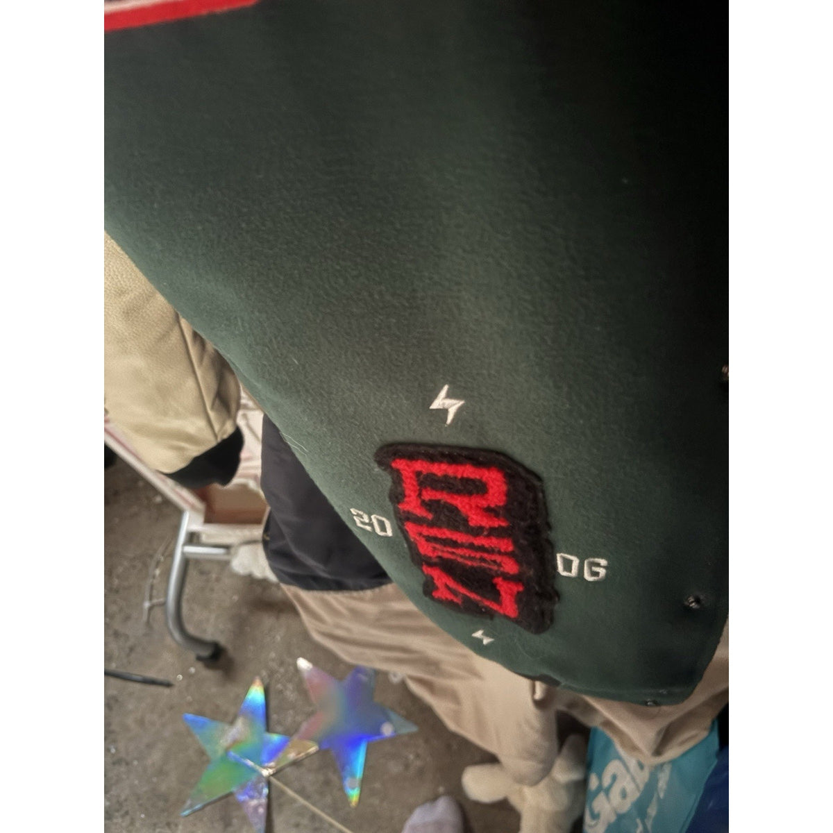 Reason Clothing Spoiler Varsity Jacket - Forest Green / Cream - Men’s Large