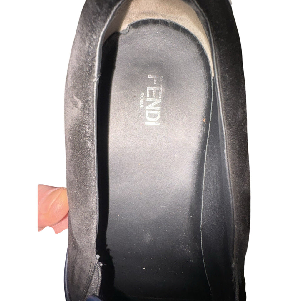 FENDI Bag Bugs Monster Eyes Spiked Sneakers Navy Blue - Men’s Size 10.5