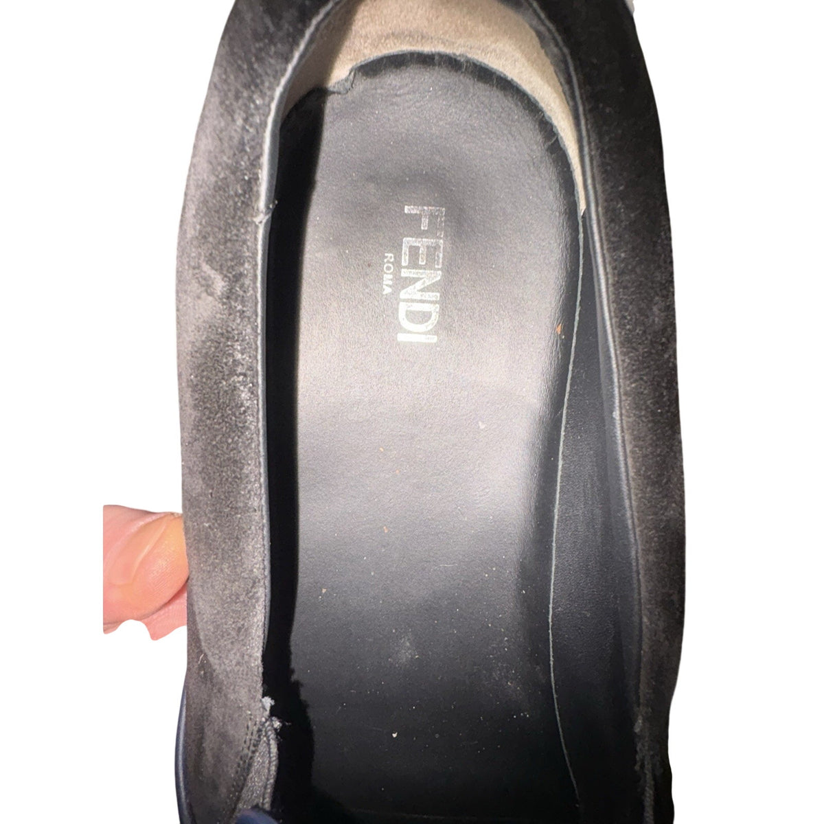 FENDI Bag Bugs Monster Eyes Spiked Sneakers Navy Blue - Men’s Size 10.5