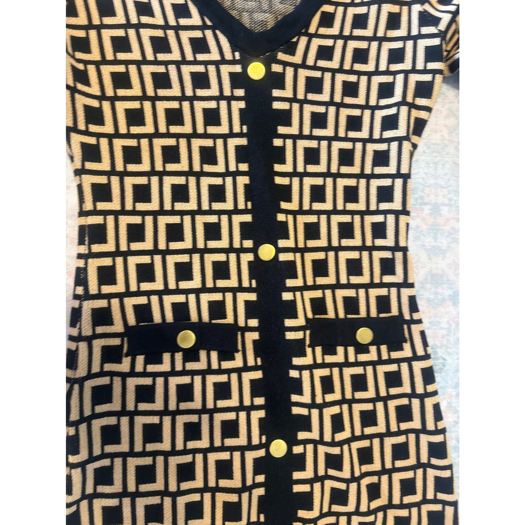 Jolie & Joy Fendi Monogram Knit Dress Women's XL Black Tan Casual