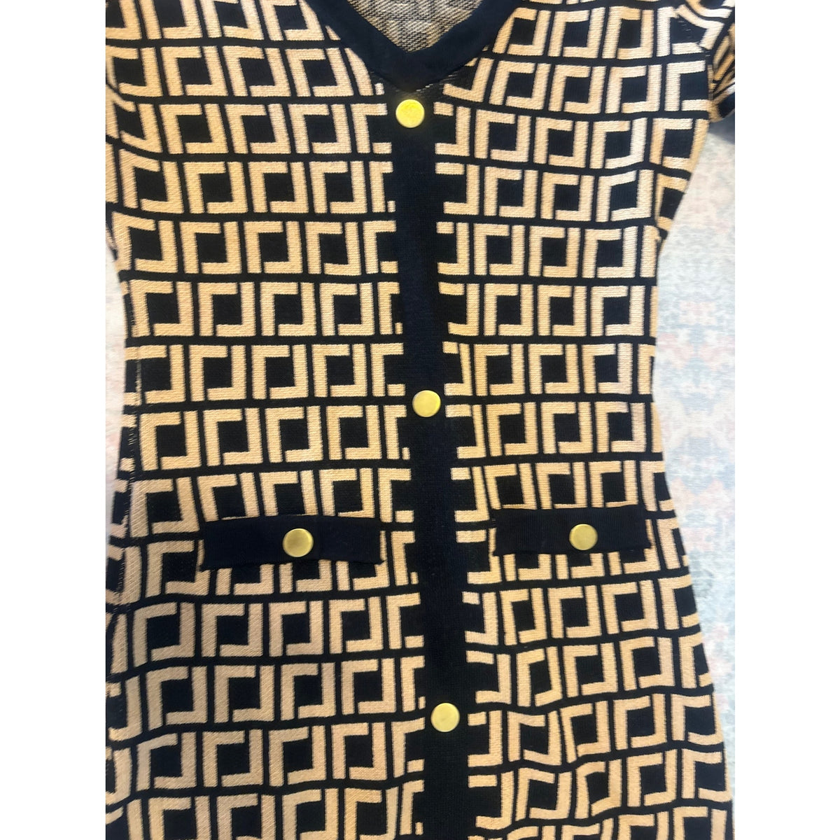 Jolie & Joy Fendi Monogram Knit Dress Women's XL Black Tan Casual