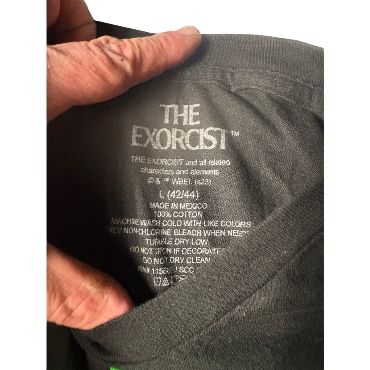 The Exorcist Men's Graphic T-Shirt L Black Green Horror Movie Merchandise