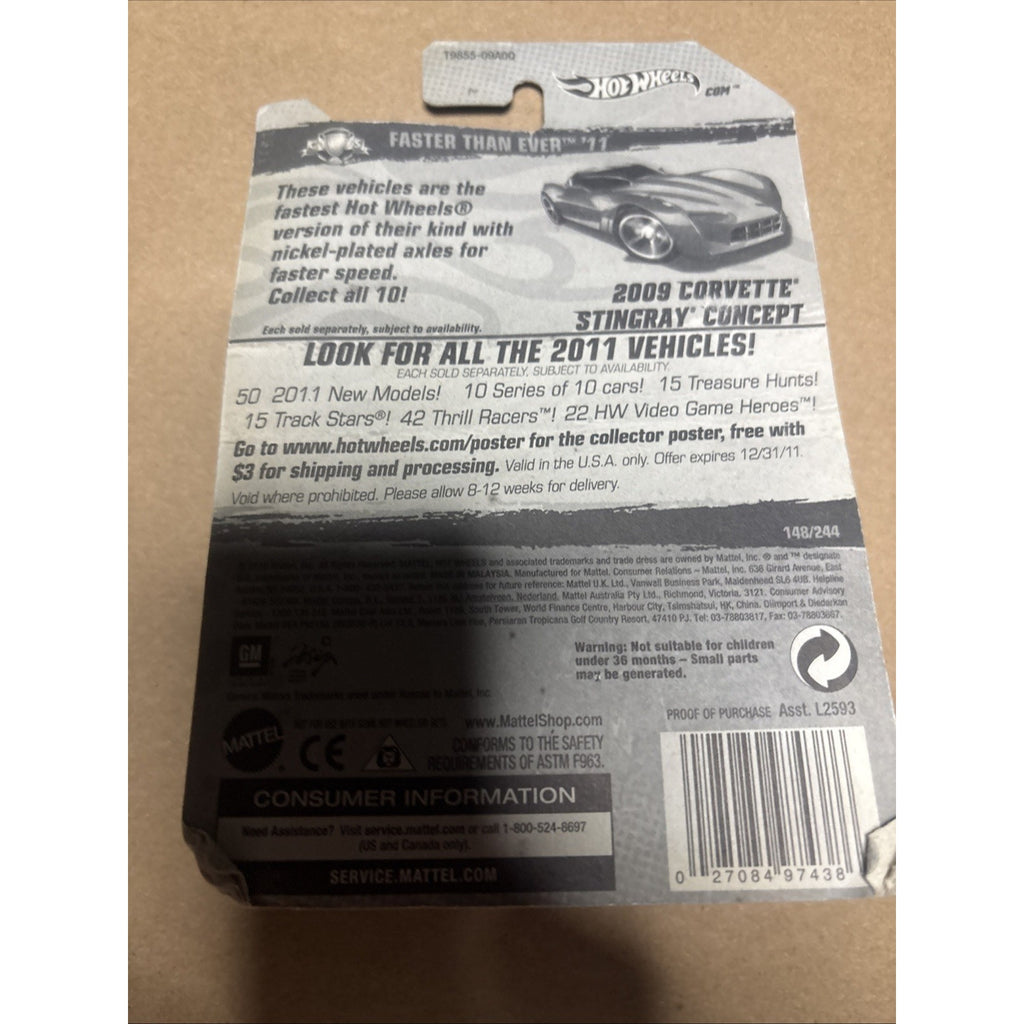 2011 Hot Wheels Faster Than Ever 2009 Corvette Stingray Concept #11 Short Card