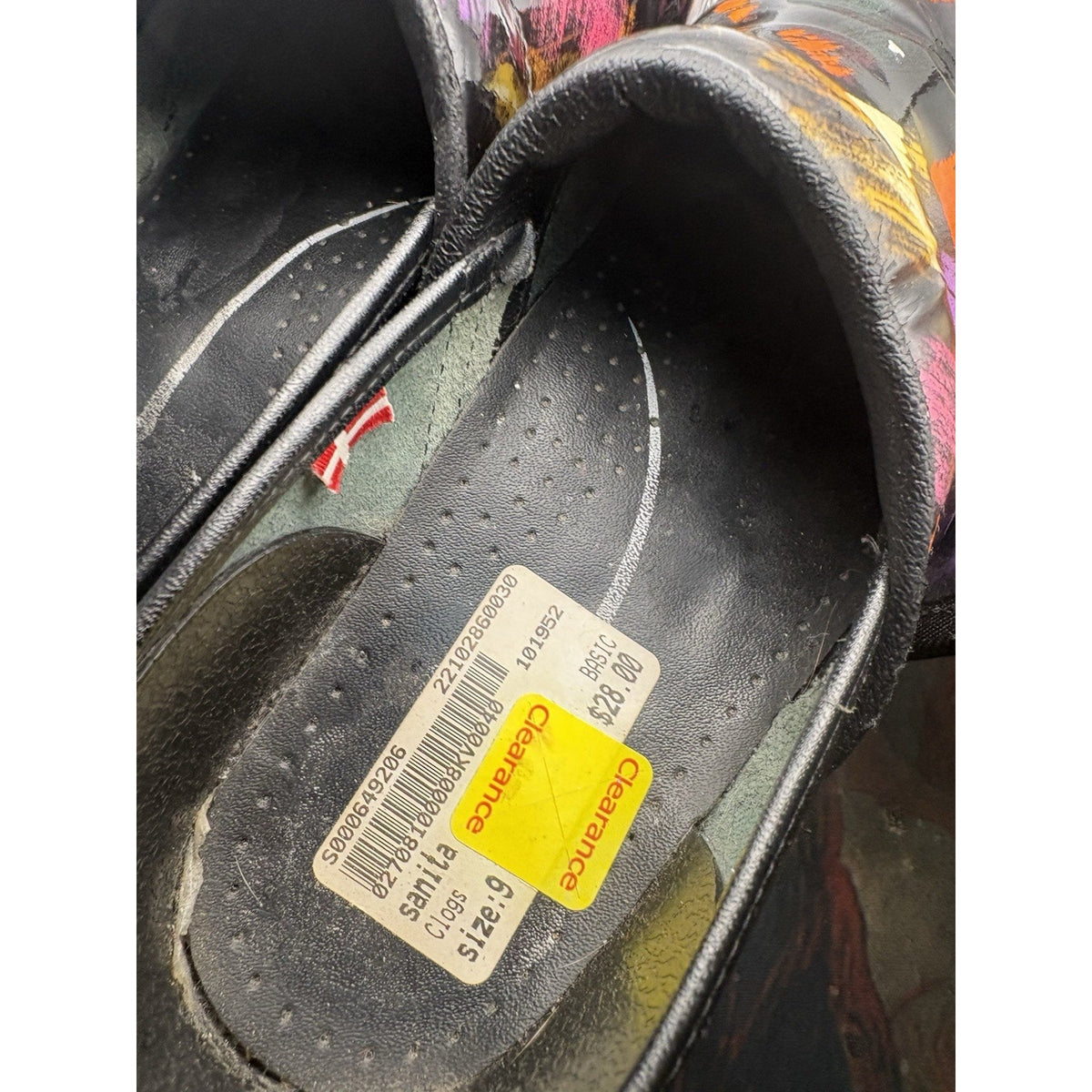 Sanita Black Painter Print Professional Clogs Size 9