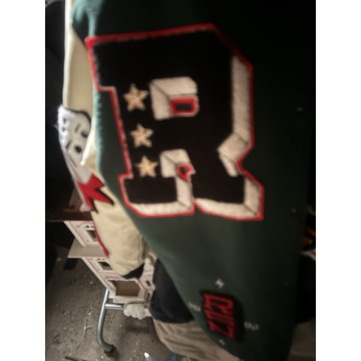 Reason Clothing Spoiler Varsity Jacket - Forest Green / Cream - Men’s Large