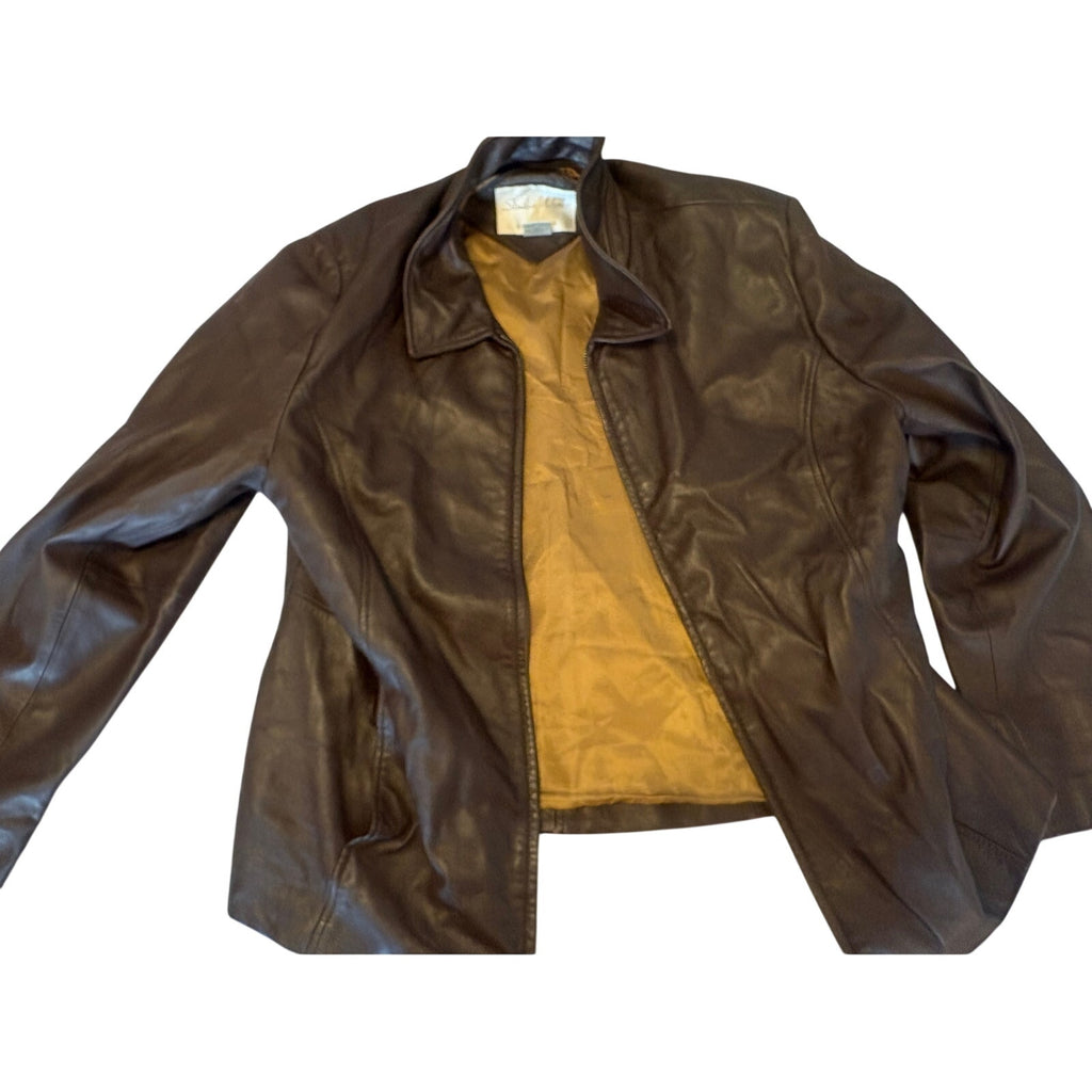 Studio Works Leather Jacket Women’s XL Brown Tan Outerwear
