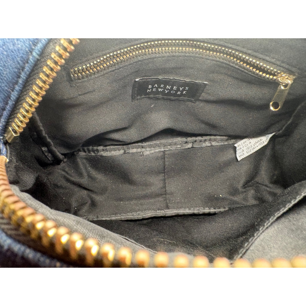 Barneys New York Crossbody Bag Womens Denim Black Gold Accessories Casual