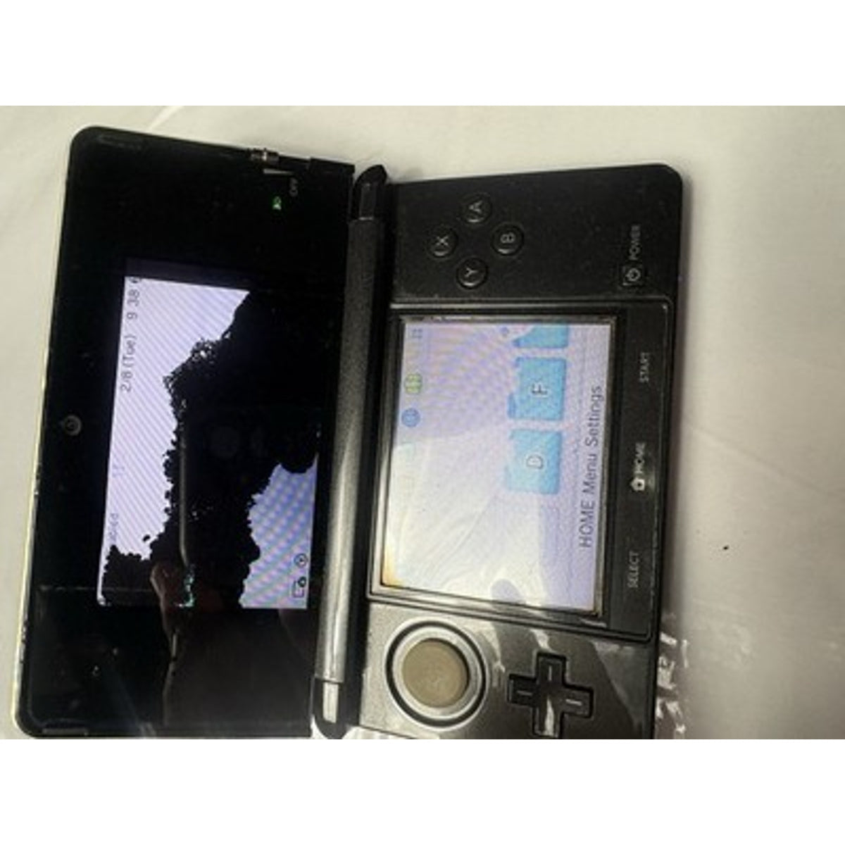 Nintendo 3DS CTR-001 Black Console Top Screen Damaged Parts Repair