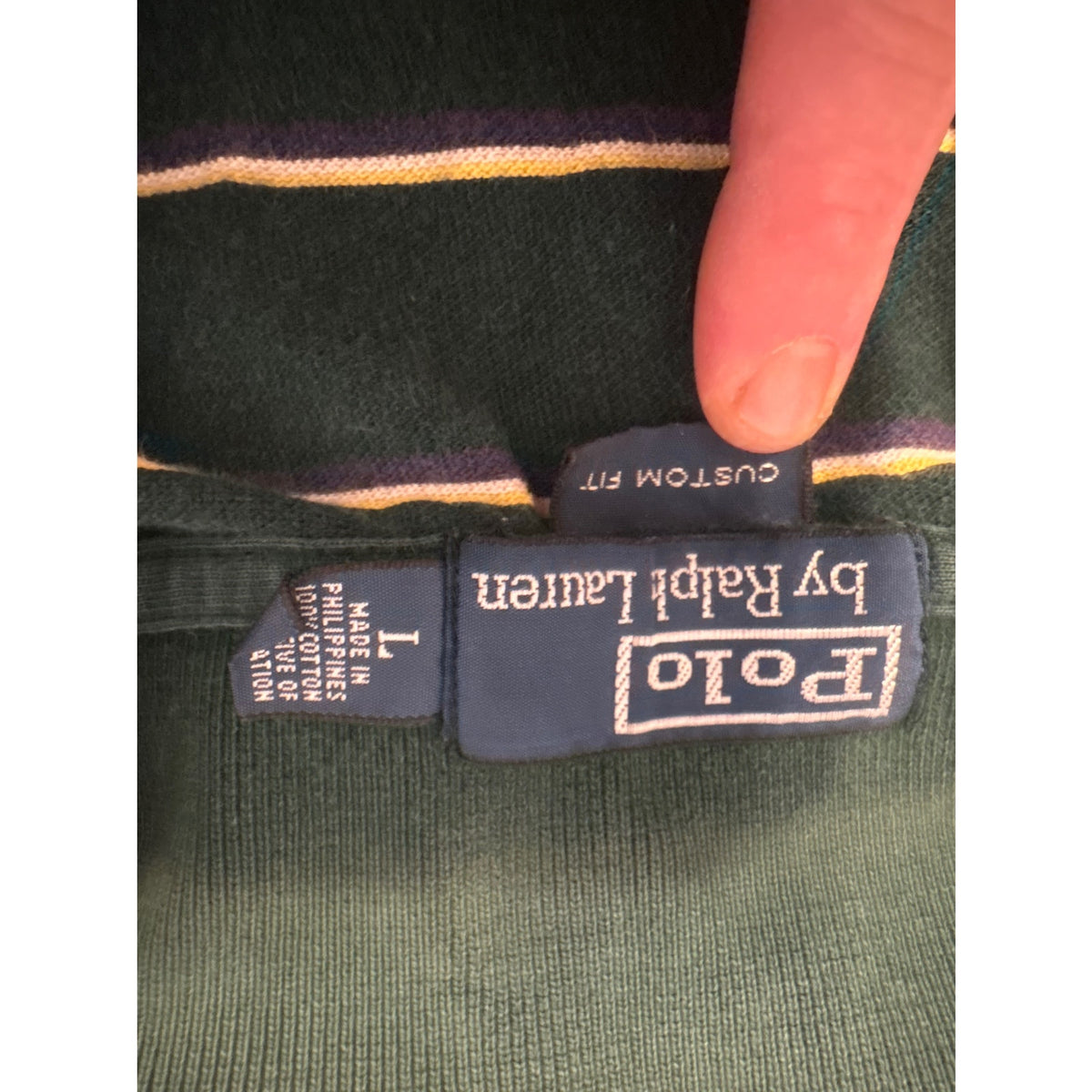 Polo Ralph Lauren Men’s Polo Shirt, L, Green Yellow Striped Casual