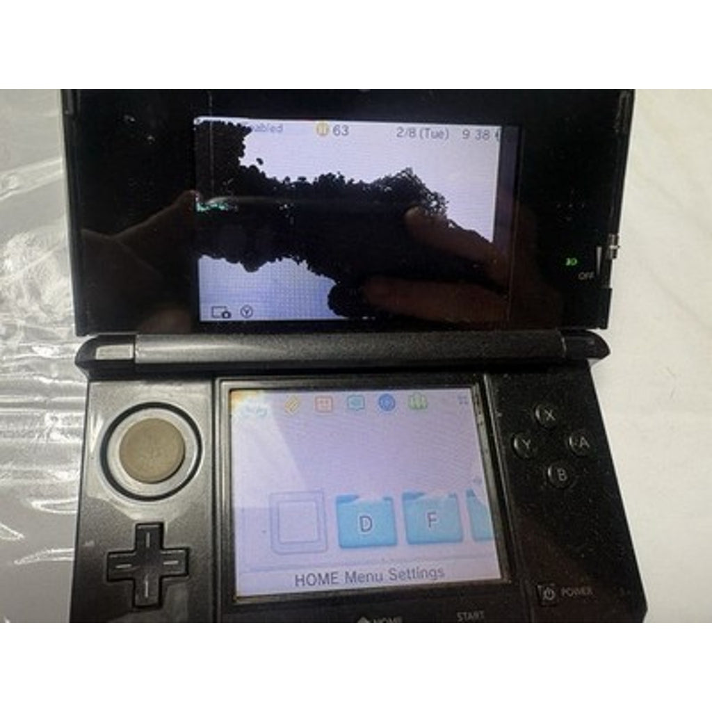 Nintendo 3DS CTR-001 Black Console Top Screen Damaged Parts Repair