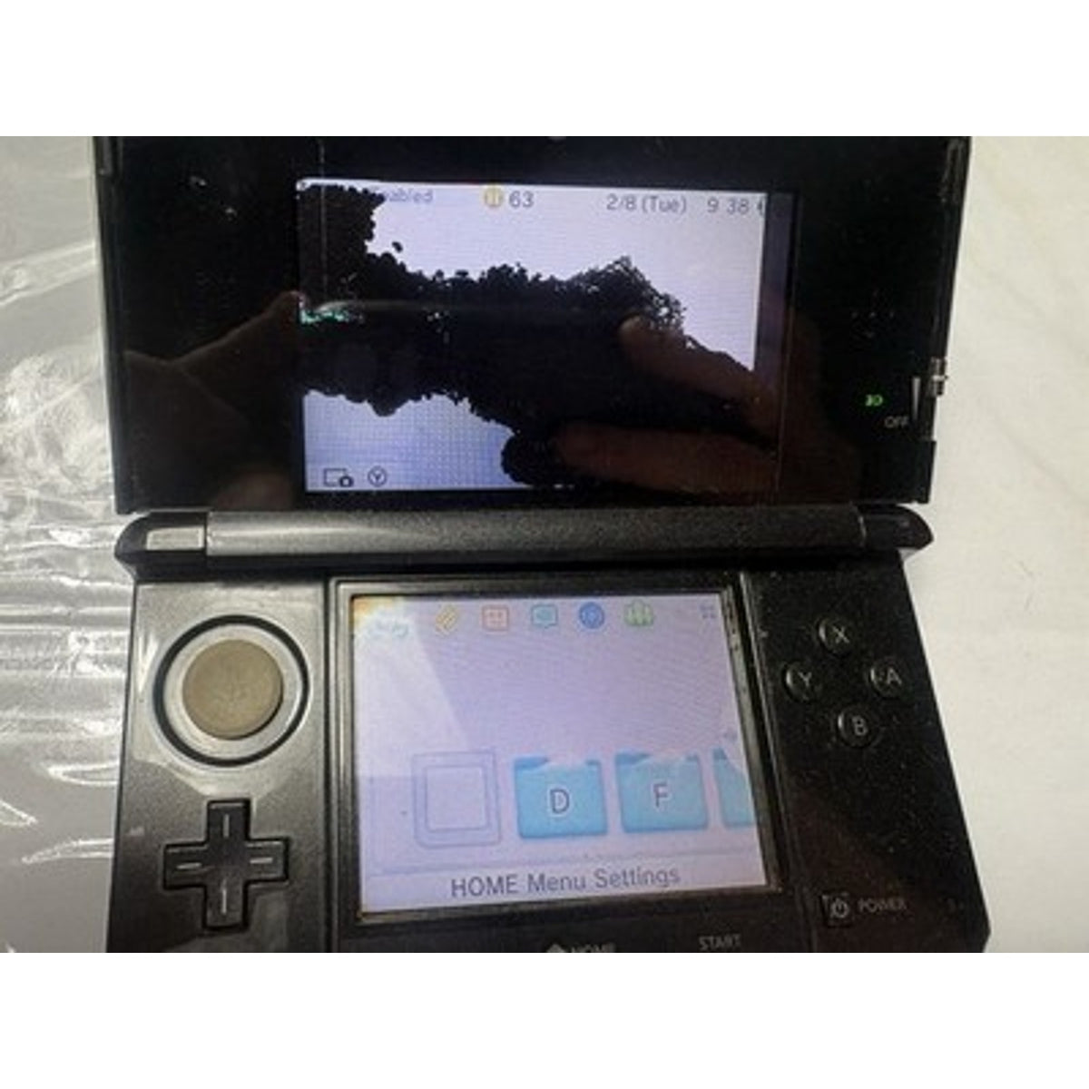 Nintendo 3DS CTR-001 Black Console Top Screen Damaged Parts Repair
