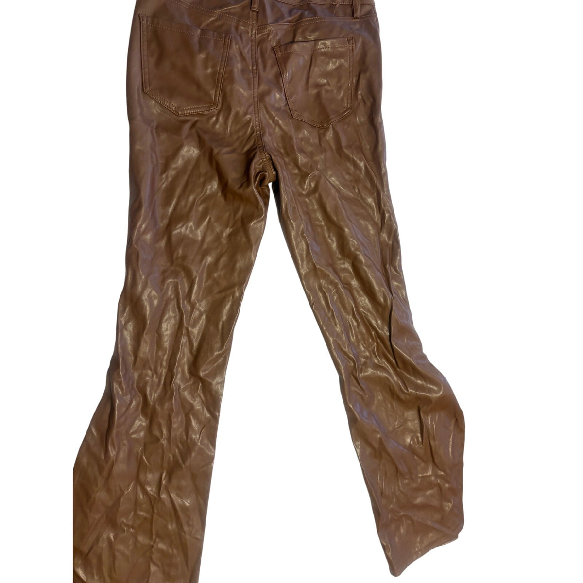 Dollhouse Women's Juniors Faux Leather Flare Pants, Size 11/12, Brown Multicolor